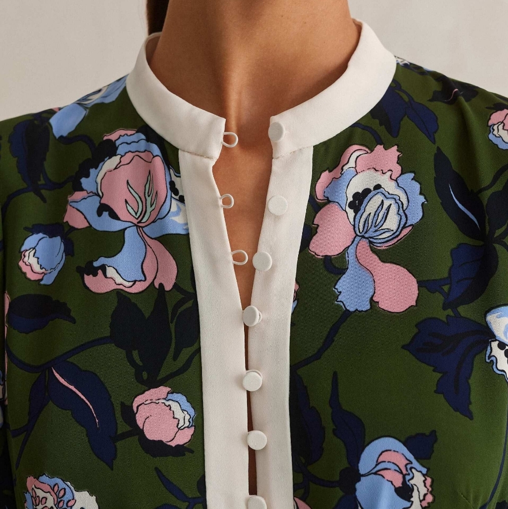 ME+EM Rose Print Panelled Midi Dress - Picture 4 of 7